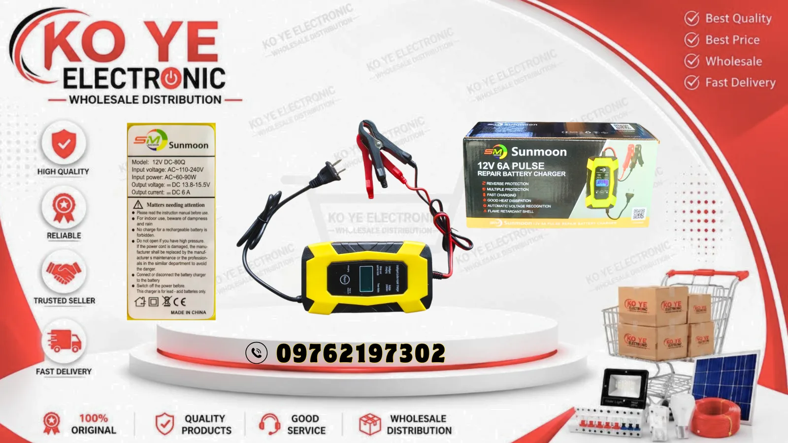 Sunmoon 12V 6A Pulse Charger