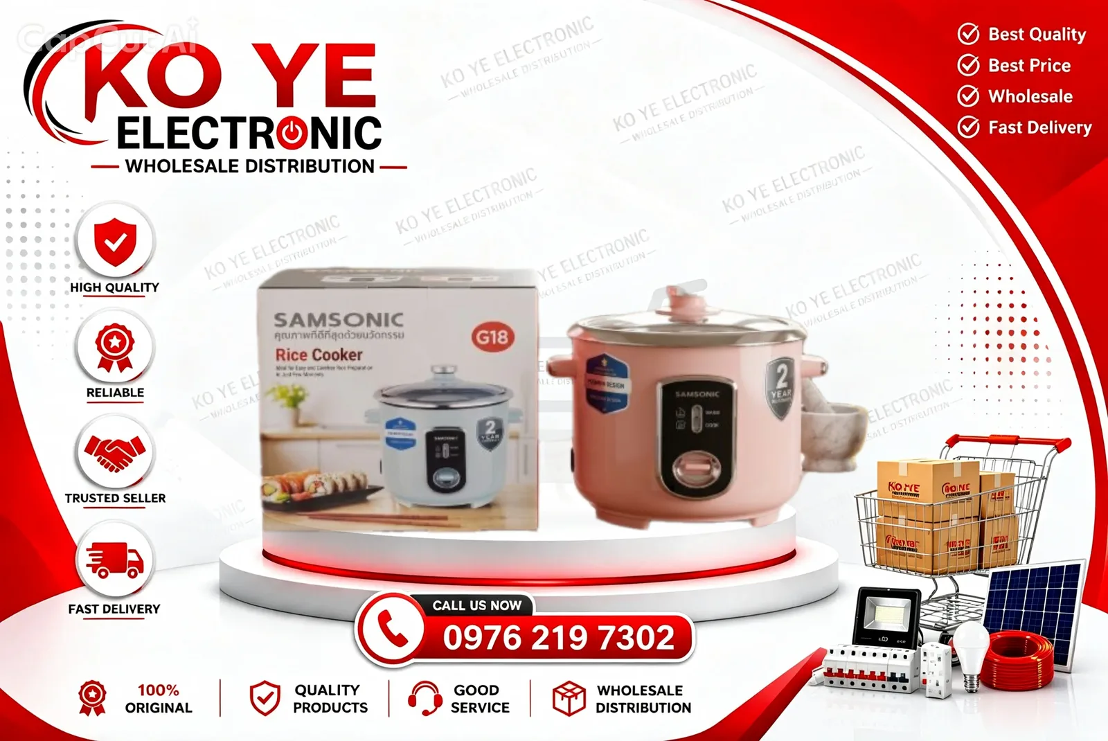 SAMSONIC G18 ၁.၈L ထမင်းပေါင်းအိုး (အိုးအသားသ စတီးပါ)