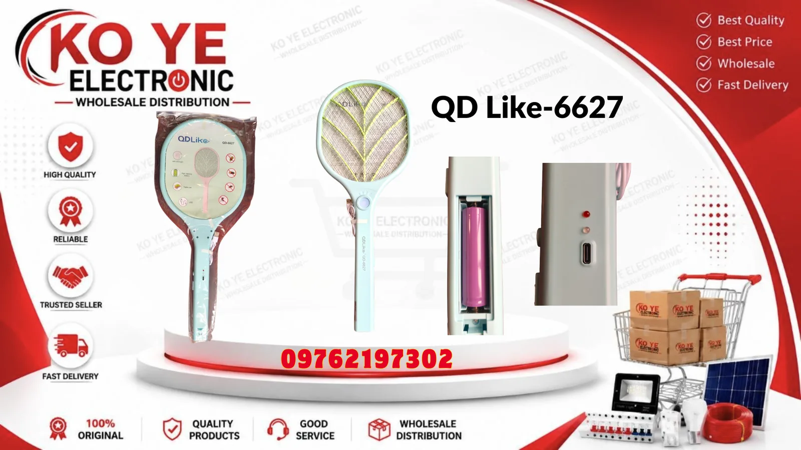 QD Like-6627 ခြင်ရိုက်ဘတ်တံ (Type-C Charging)