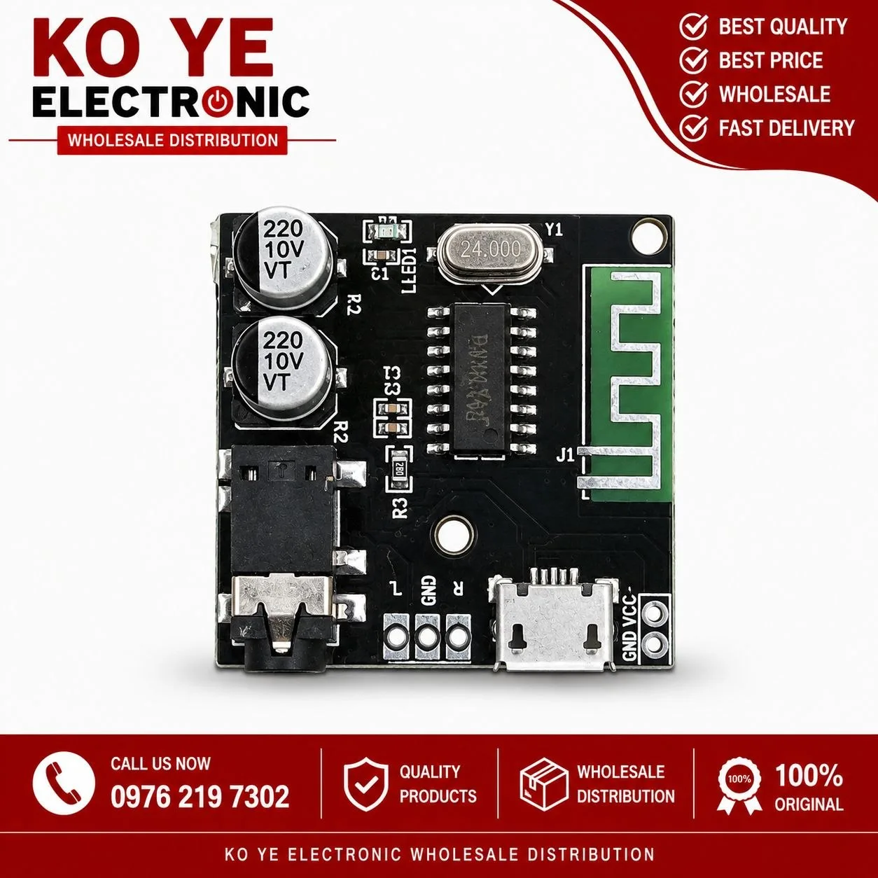 VHM-314 Bluetooth Audio Receiver Board - Black (314 Bluetooth Card အမဲ)