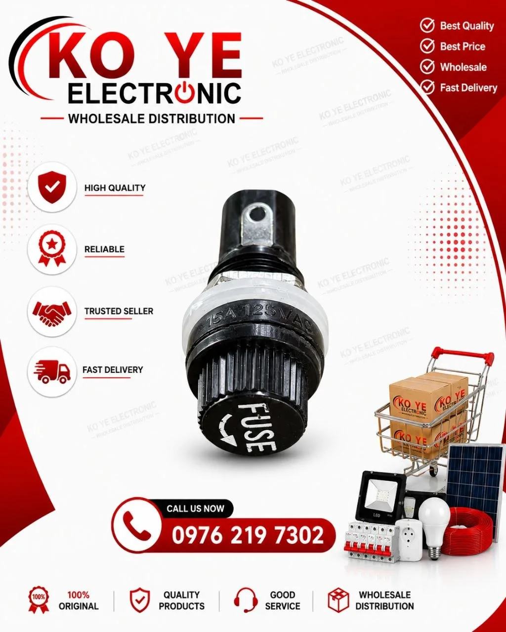 Glass Fuse Holder (ဖျူးစ်အိမ် အကြီး/အသေး)