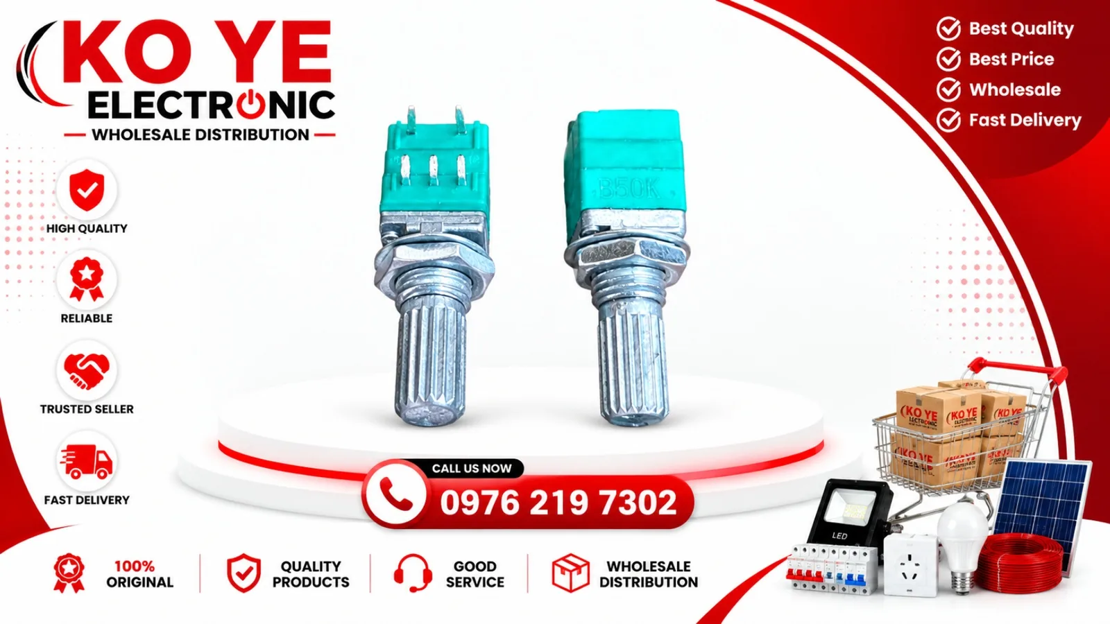 B50K ၅ ဆ Volume Control / B50K 5-Pin Potentiometer